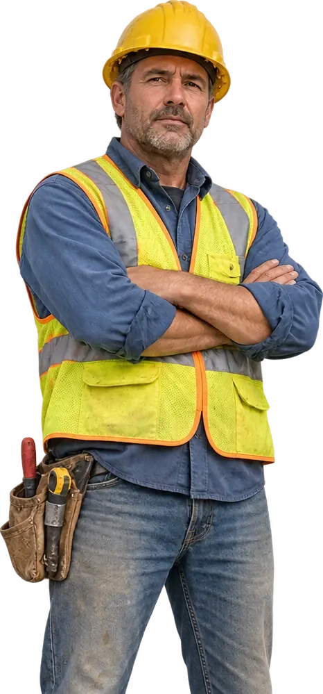 Gutter craftsperson in workwear