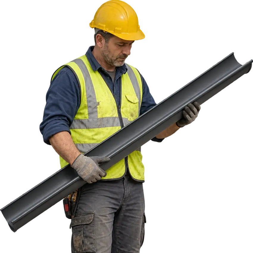 Gutter craftsperson in workwear