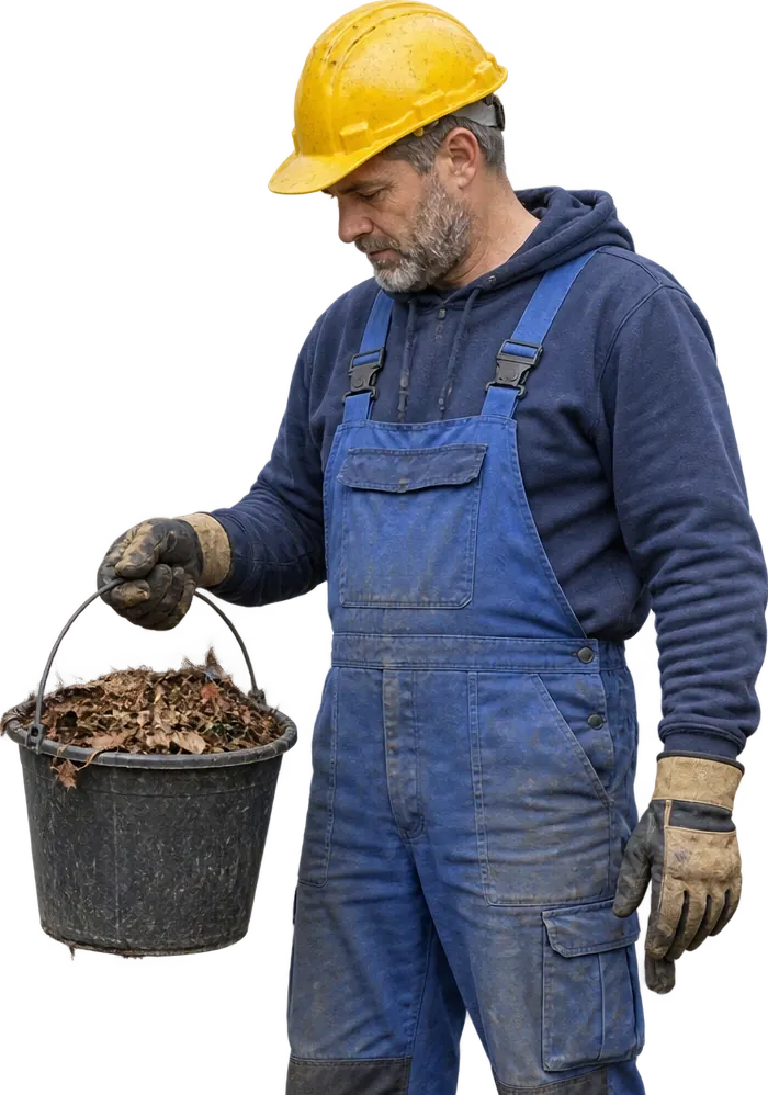 Gutter craftsperson in workwear