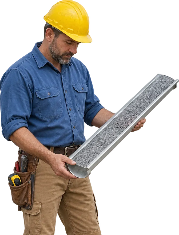 Gutter craftsperson in workwear