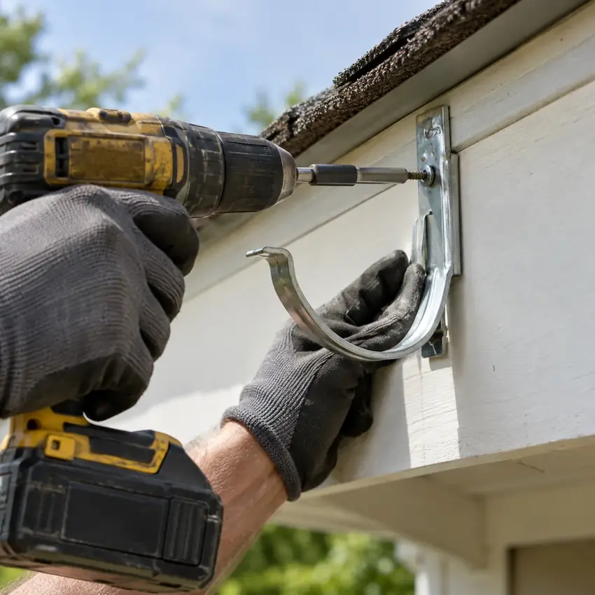 Gutter care detail on a home