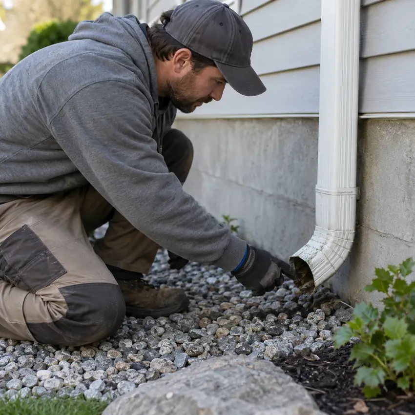 Gutter care detail on a home