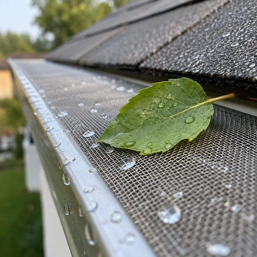 Gutter care detail on a home