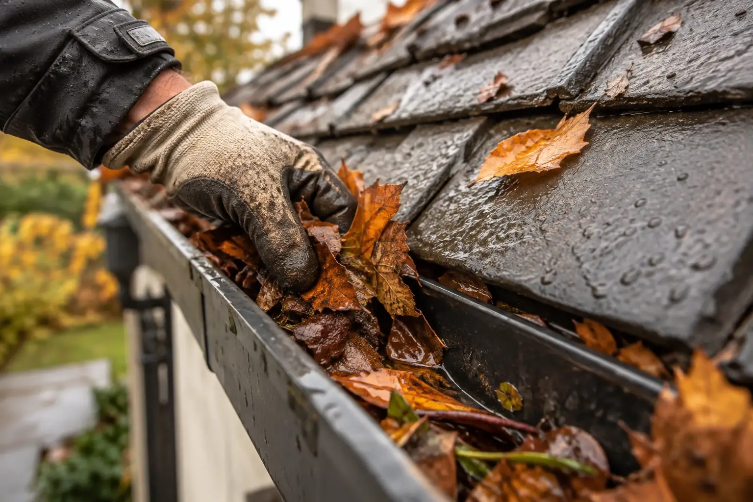 Professional gutter installation on a residential home