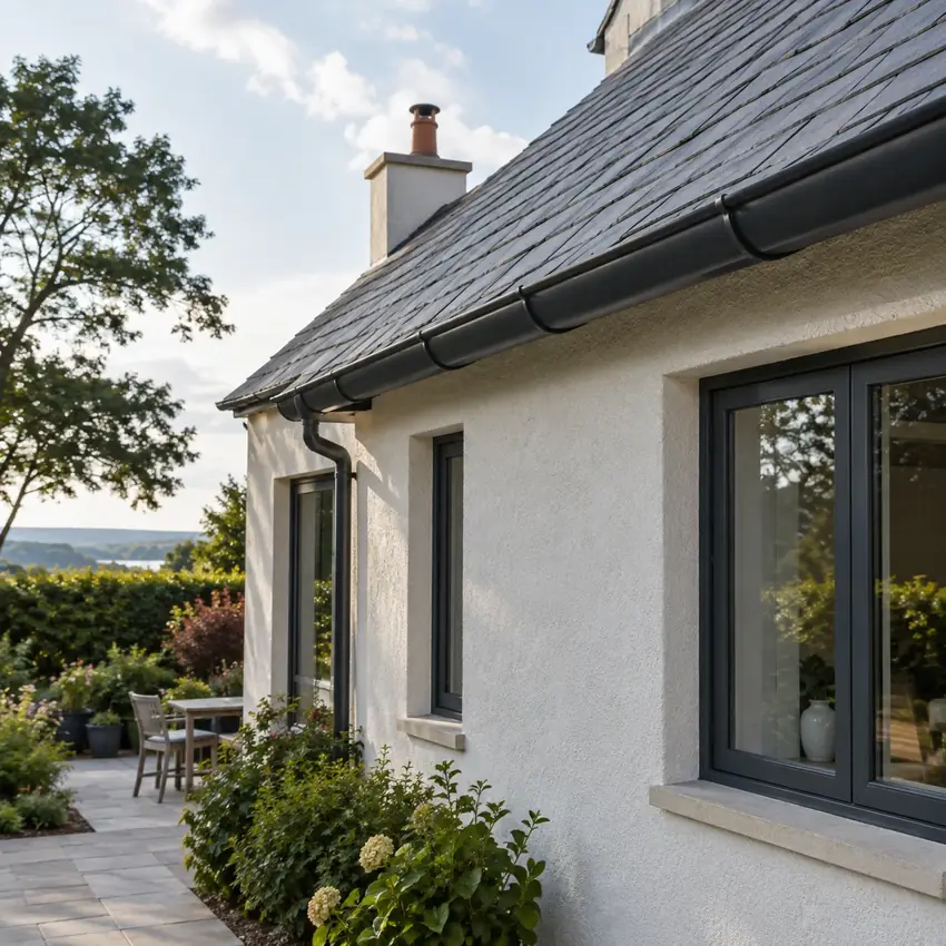 Detailed gutter corner on a house